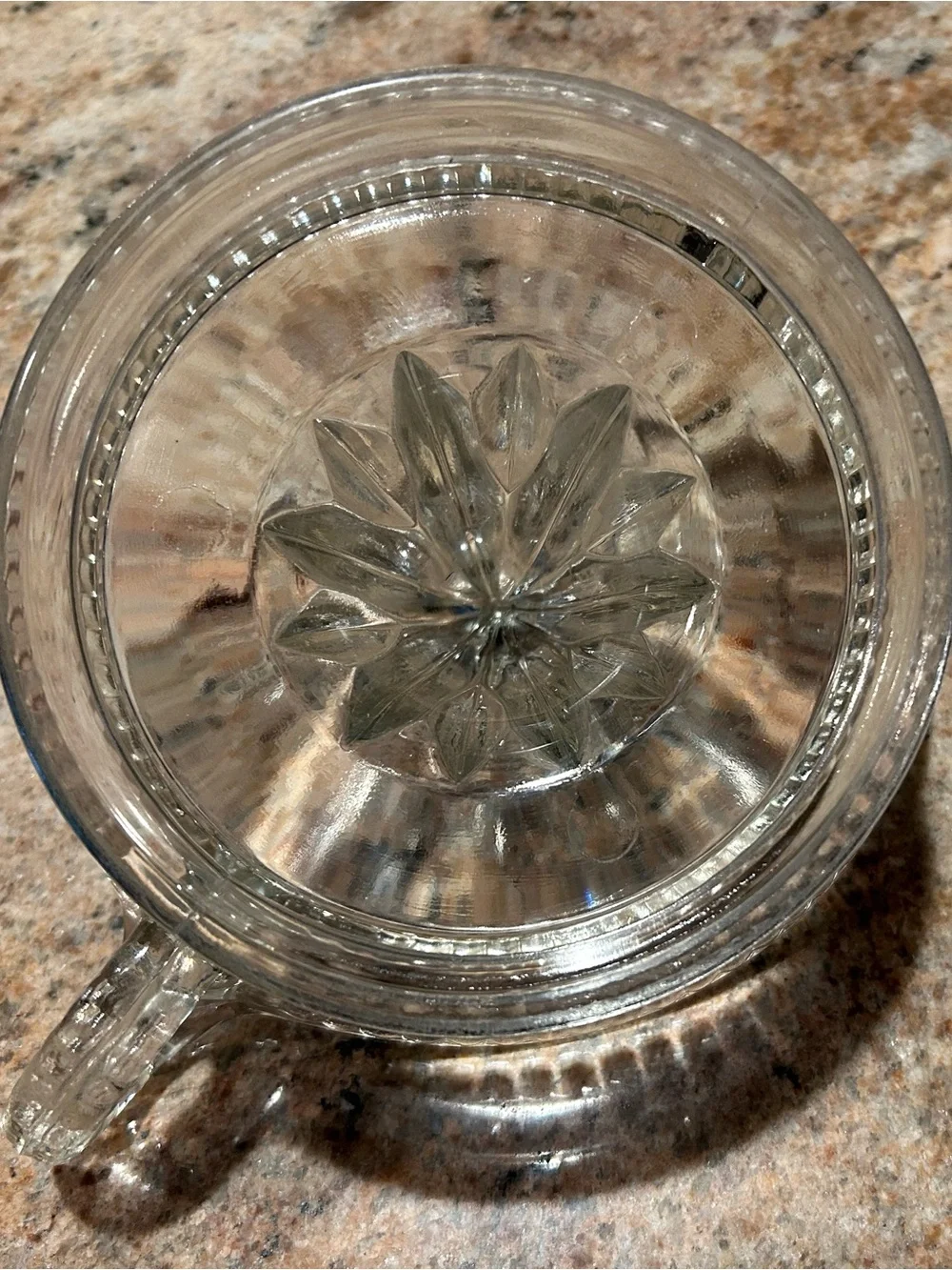 Pressed Glass Manual Citrus Juicer/6”Vtg Reamer Molded Center Cone 1930-1950’s